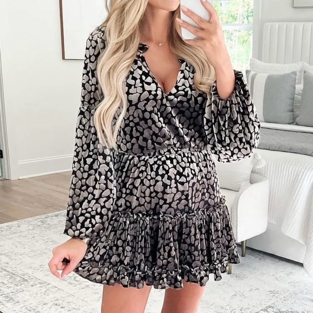 Buddy Love Black and Gray Long Sleeve Dress
